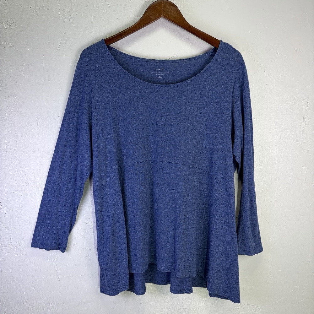 Pure Jill Seamed Swing Tunic Size XL Petite Blue High Low Hem Versatile‎ Soft